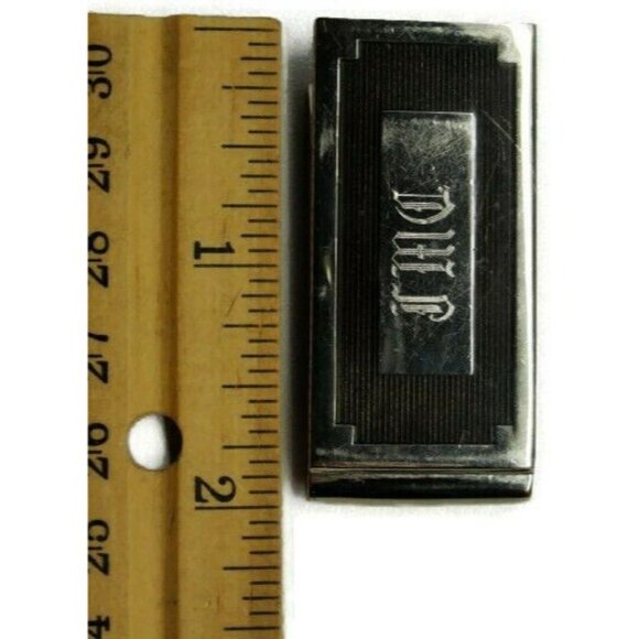 Money Clip Stainless Steel Credit Card Cash ID Holder Silver Tone JMC Initials - Picture 6 of 9